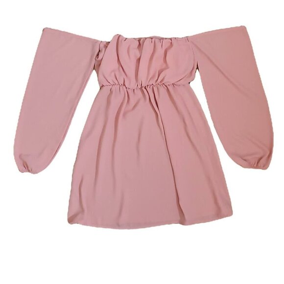 🏆102 La Ropas Off Shoulder Pink Baby Doll Top - Picture 4 of 4